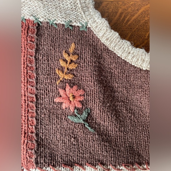 Vintage Teddi Woven Vest Button Down Fall Embroidered Patchwork Brown Green 2X - Picture 9 of 16